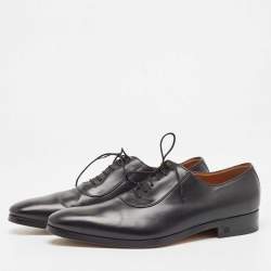 Pre Owned Gucci Black Leather Lace Up Oxfords Size 45