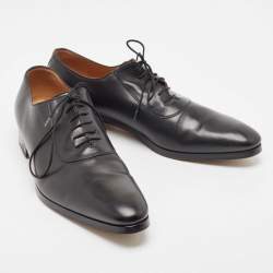 Pre Owned Gucci Black Leather Lace Up Oxfords Size 45