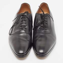 Pre Owned Gucci Black Leather Lace Up Oxfords Size 45