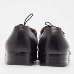 Pre Owned Gucci Black Leather Lace Up Oxfords Size 45