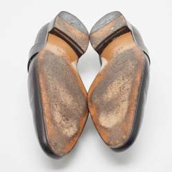 Pre Owned Gucci Black Leather Slip On Loafers Size 44