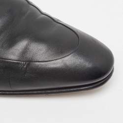 Pre Owned Gucci Black Leather Slip On Loafers Size 44