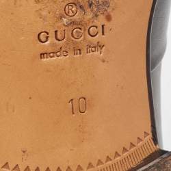 Pre Owned Gucci Black Leather Slip On Loafers Size 44