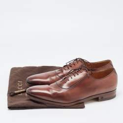 Gucci Brown Leather Slip On Oxfords Size 45