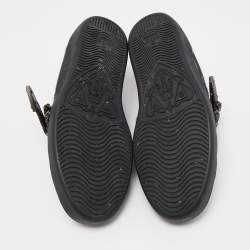 Gucci Black Leather And Python Trim Ace Dionysus Buckle Lace Up Sneakers Size 40.5