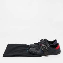 Gucci Black Leather And Python Trim Ace Dionysus Buckle Lace Up Sneakers Size 40.5