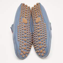 Gucci Blue Leather Web Slip On Loafers Size 43.5