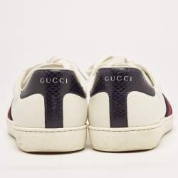 Gucci White Leather Web Ace Low Top Sneakers Size 42
