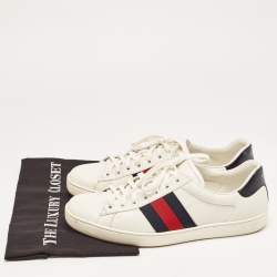 Gucci White Leather Web Ace Low Top Sneakers Size 42