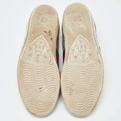 Gucci Beige GG Supreme Canvas Bee Print  Ace Low Top Sneakers Size 39