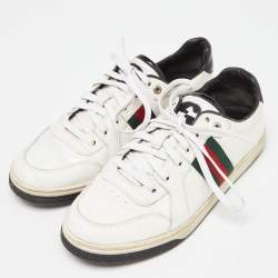 Gucci White/Black Leather Ace Web Detail Low Top Sneakers Size 39