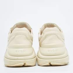 Pre Owned Gucci Off Cream Leather Rhyton Low Top Sneakers Size 41