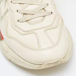 Pre Owned Gucci Off Cream Leather Rhyton Low Top Sneakers Size 41