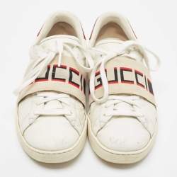 Gucci White Leather New Ace Low Top  Sneakers Size 42
