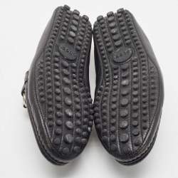 Gucci Black Leather Web Horsebit Loafers Size 41.5