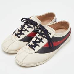 Gucci Tri Color Leather Web Detail Low Top Sneakers Size 44