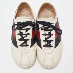 Gucci Tri Color Leather Web Detail Low Top Sneakers Size 44