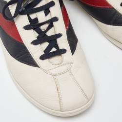 Gucci Tri Color Leather Web Detail Low Top Sneakers Size 44