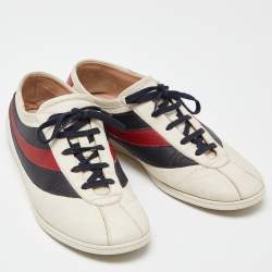 Gucci Tri Color Leather Web Detail Low Top Sneakers Size 44
