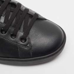 Gucci Black Leather Ace Web Low Top Sneakers Size 41.5