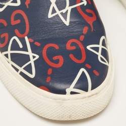 Gucci Navy Blue Leather Dublin Ghost Sneakers Size 41.5
