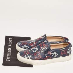 Gucci Navy Blue Leather Dublin Ghost Sneakers Size 41.5