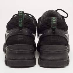 Pre Owned Black Leather and Mesh Flashtrek Sneakers Size 43.5