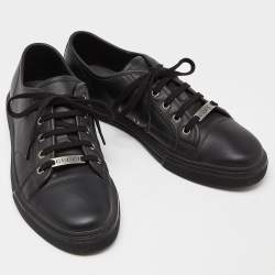 Gucci Black Leather Low Top Sneakers Size 43