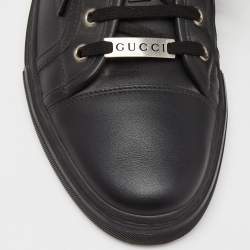 Gucci Black Leather Low Top Sneakers Size 43