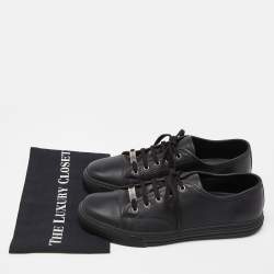 Gucci Black Leather Low Top Sneakers Size 43