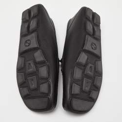 Gucci Black Leather Horsebit Slip On Loafers Size 41