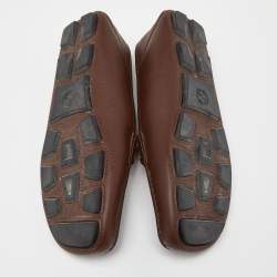 Pre Owned Gucci Brown Leather Horsebit Slip On Loafers Size 41