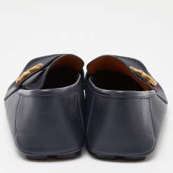 Gucci Blue Leather Web Horsebit Loafers Size 41