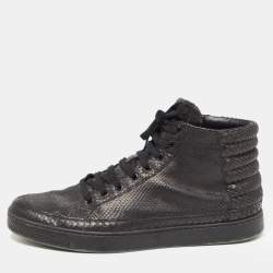 Gucci Black Python High Top Sneakers Size 44.5