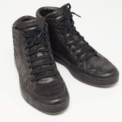 Gucci Black Python High Top Sneakers Size 44.5