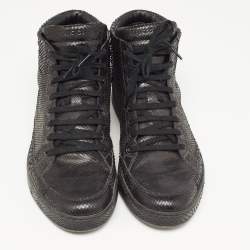 Gucci Black Python High Top Sneakers Size 44.5