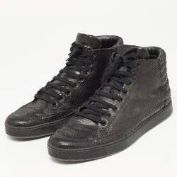 Gucci Black Python High Top Sneakers Size 44.5