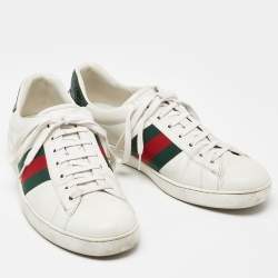 Gucci White Leather Ace Low Top Sneakers Size 44