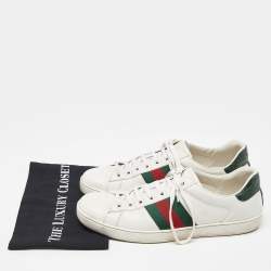 Gucci White Leather Ace Low Top Sneakers Size 44