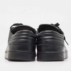 Gucci Black Leather and GG Supreme Canvas Low Top Sneakers Size 43