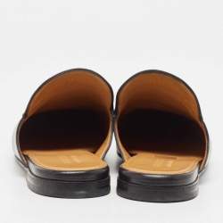 Gucci Black Leather Princetown Embellished Horsebit Flat Mules Size 41