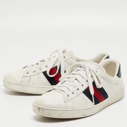 Gucci White Leather Ace Low Top Sneakers Size 42