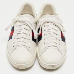 Gucci White Leather Ace Low Top Sneakers Size 42