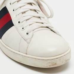 Gucci White Leather Ace Low Top Sneakers Size 42