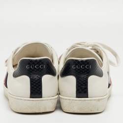 Gucci White Leather Ace Low Top Sneakers Size 42