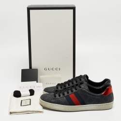 Gucci Two Tone GG Supreme Canvas Ace Sneakers Size 42.5