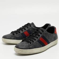 Gucci Two Tone GG Supreme Canvas Ace Sneakers Size 42.5