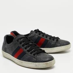 Gucci Two Tone GG Supreme Canvas Ace Sneakers Size 42.5