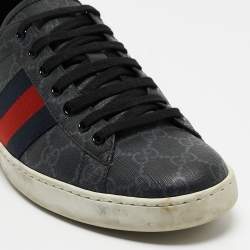 Gucci Two Tone GG Supreme Canvas Ace Sneakers Size 42.5
