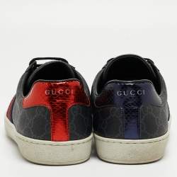 Gucci Two Tone GG Supreme Canvas Ace Sneakers Size 42.5